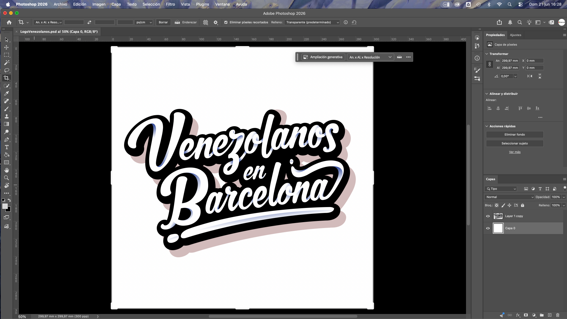 Diseño vectorial del cartel Venezolanos en Barcelona en Adobe Illustrator