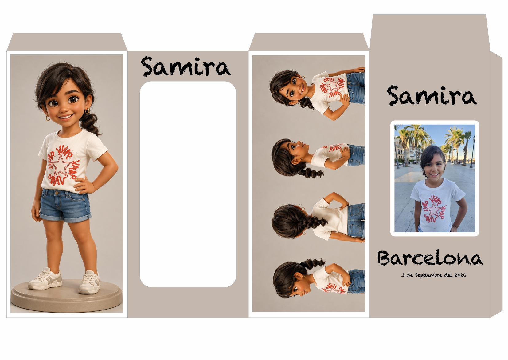 Diseño gráfico plano de la caja personalizada de la figura Samira